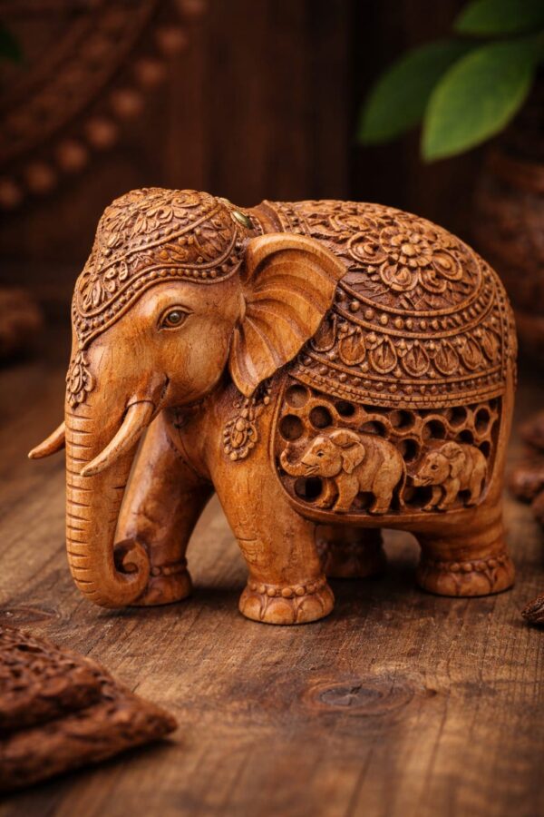Handmade wooden elephant Sri Lankan Hand-Carved Wooden Elephant