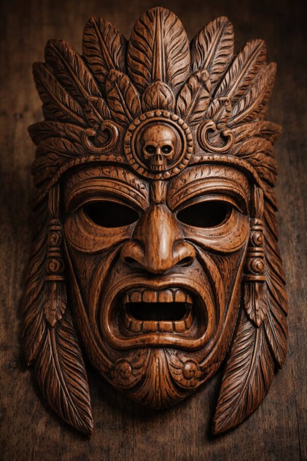 Traditional Sri Lankan Wooden Mask (Hand-Carved)